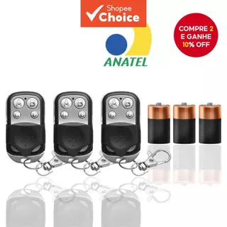 KIT 3 Controle Eletrônico Original de Portão Compatível 433Mhz Automático para Garagem 4 Botões Universal Residencial em Oferta na Shopee