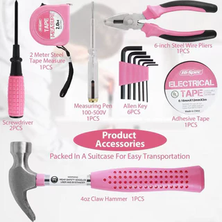 ✨ kit De Ferramentas Rosa (13 Unidades)-Perfeito Para Reparos Domésticos E DIY