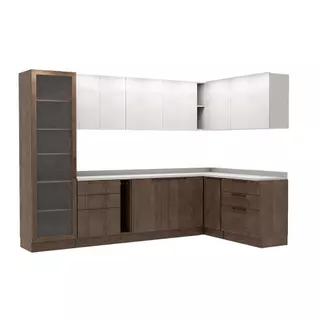 Cozinha Modulada de Canto Herval Amsterdam, 8 Peças, Avelã e Off White em Oferta na Shopee