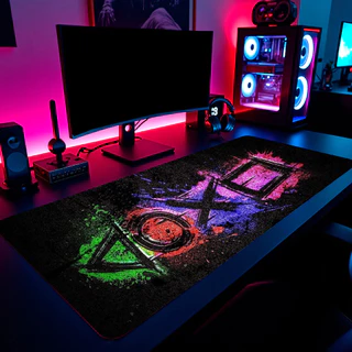 Mouse Pad PlayStation Gamer 65x30cm / 80x40cm / 90x50cm / 120x60cm Borda Costurada