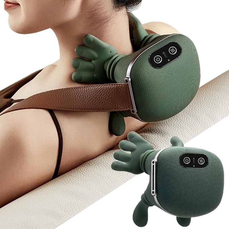 Massageador elétrico portátil pescoço calmante intensidade de 3 velocidades + aquecimen...