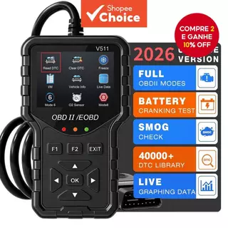 2026 Profissional scanner OBD2, leitor avançado de códigos de falha do motor e ferramenta de reset para veículos Mode em Oferta na Shopee