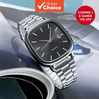 Relógio de Quartzo Masculino Retro Clássico com Mostrador Quadrado, Exibição de Data, Uso Diário, Formal, Elegante, em Oferta na Shopee