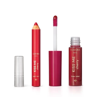 Combo Kiss Me Cherry: Gloss Labial 5,5ml + Lápis Multifuncional 3 em 1 1,2g em Oferta na Shopee