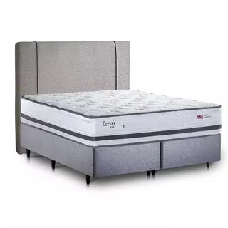 Cama Box King com Cabeceira Herval Leeds, Molas Maxspring, 69x193x203 cm em Oferta na Shopee