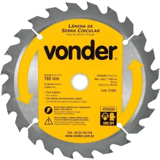 Disco de serra para madeira 180 x 20 mm 24 dentes - Vonder em Oferta na Shopee