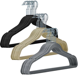 Kit 200 Cabides Veludo Adulto Slim Antiderrapante Preto, Bege ou Cinza em Oferta na Shopee