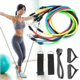 Kit 11 PÇ Corda Elástica Extensora Treino de Resistência Borracha Fitness Expansor Malhação Academia DAFUSHOP em Oferta na Shopee