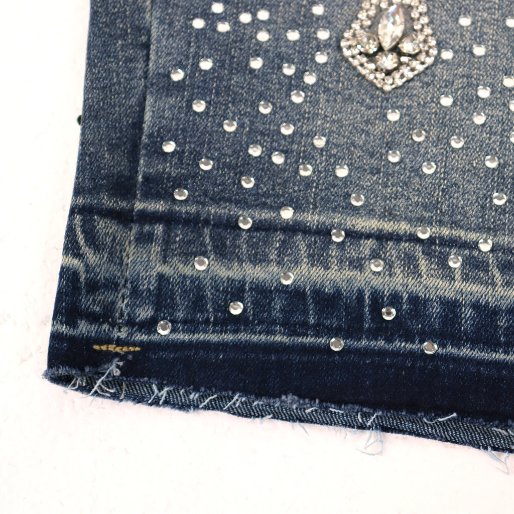 Purple Brand Calça Jeans marca roxa retrô lavada com diamantes