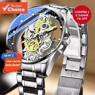 Relógio Mecânico Automático Masculino-Luminoso De Quartzo À Prova D'água Transparente De Dupla Face em Oferta na Shopee