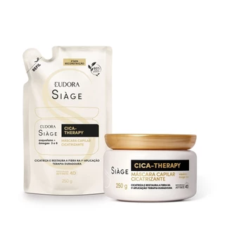 Combo Siàge Cica-Therapy Máscara: Máscara Capilar 250g + Refil Máscara Capilar 250g em Oferta na Shopee