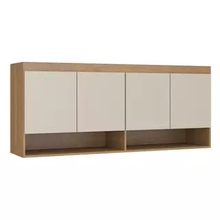 Armário Aéreo 4 Portas Guarda Roupa Modulado Selene 160x68 Cm Mdp Carvalho 6003 Menu