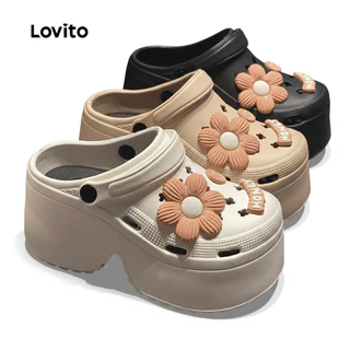 Lovito Casual Plain 9 cm Extra Grosso Macio Solado Daisy Show Pernas Mais Longas Sandália Plana para Mulheres LFA60336 em Oferta na Shopee