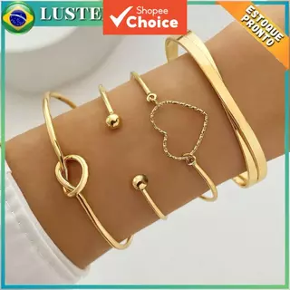 Conjunto De Pulseira De Coração Retrô De Quatro Peças , Joias Criativas Da Moda Para Mulheres em Oferta na Shopee