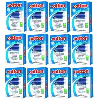 Kit 900 Unidades Hastes Flexíveis Cotton Line 12 CAIXAS com 75 Cotonetes Com Pontas Algodão Natural Antigerme em Oferta na Shopee