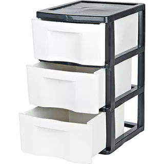 Gaveteiro de Chão 3 Gavetas São Bernardo GV-14 Preto e Branco