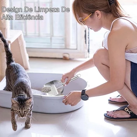 Pá Higiênica De Areia para Gatos Peneira Coletora Aço Inox