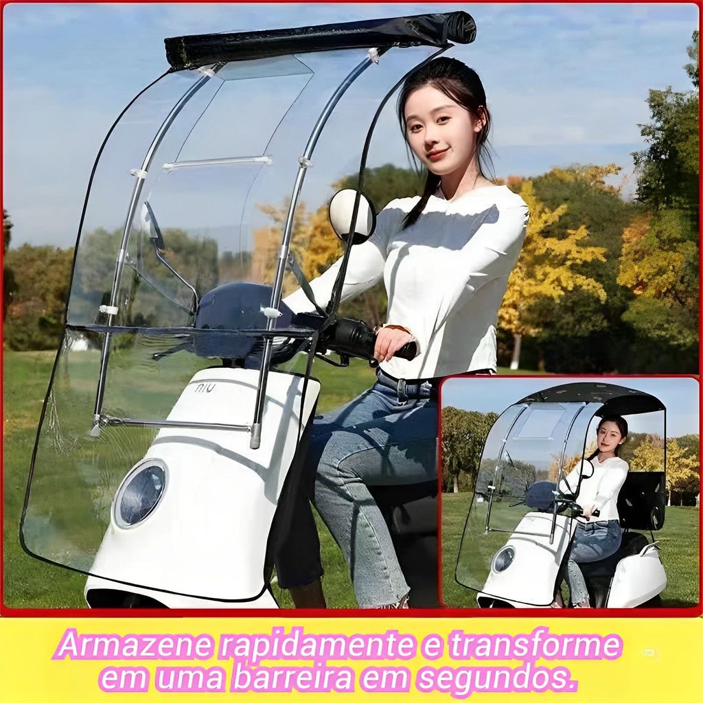 Capa De Chuva Retrátil Para Scooter Elétrica | Proteção Solar E Dobrável De 1 Segundo J4JT