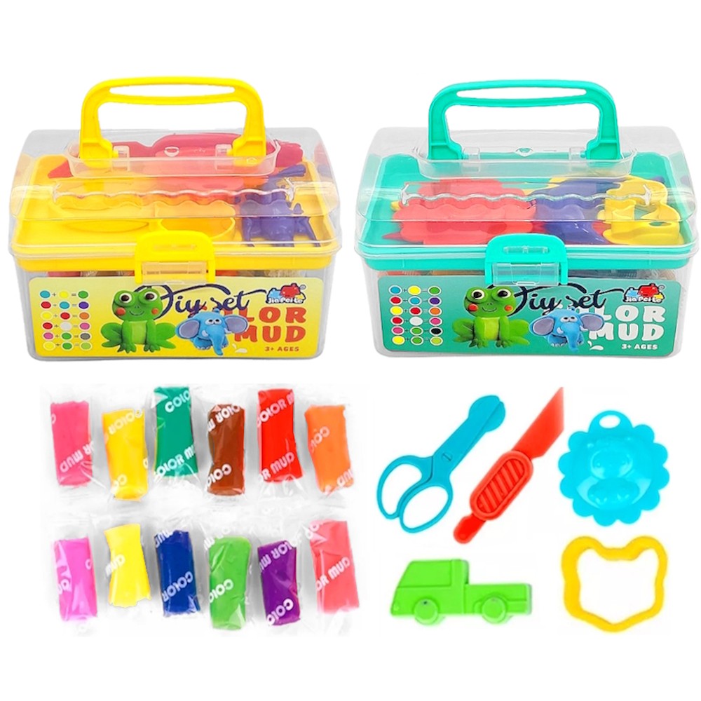 Kit 2 Maletas de Brinquedo 24 Massinhas e 12 Acessórios de Modelar Infantil Educativo | Shopee Brasil