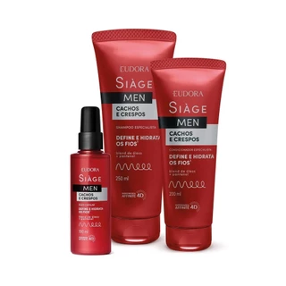 Kit Siàge Men: Condicionador Cachos e Crespos 200ml + Shampoo 250ml + Oleo Capilar 100ml em Oferta na Shopee