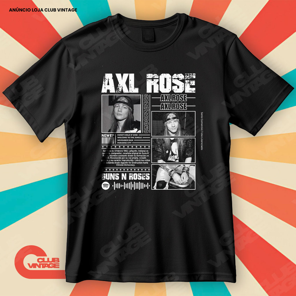 レアAXL ROSE GUNS N' ROSES バンドTシャツ Camiseta Axl Rose em Promoção na Shopee Brasil 2026