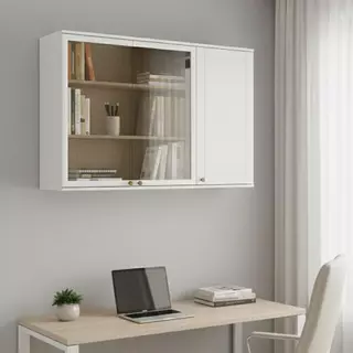 Armário Suspenso com Portas de Vidro para Escritório Branco Carraro em Oferta na Shopee