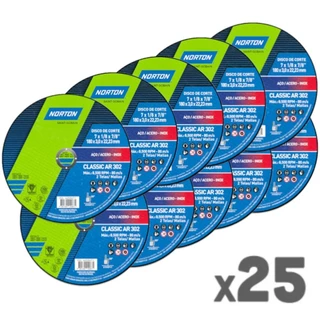 Kit 25 Discos de corte para metal 7 x 1/8 x 7/8pol -  Norton em Oferta na Shopee