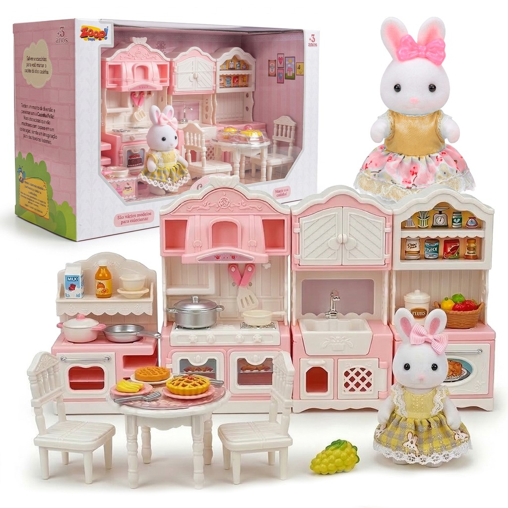 Conjunto Casinha Feliz Cozinha Completa Com Boneco E Acessórios