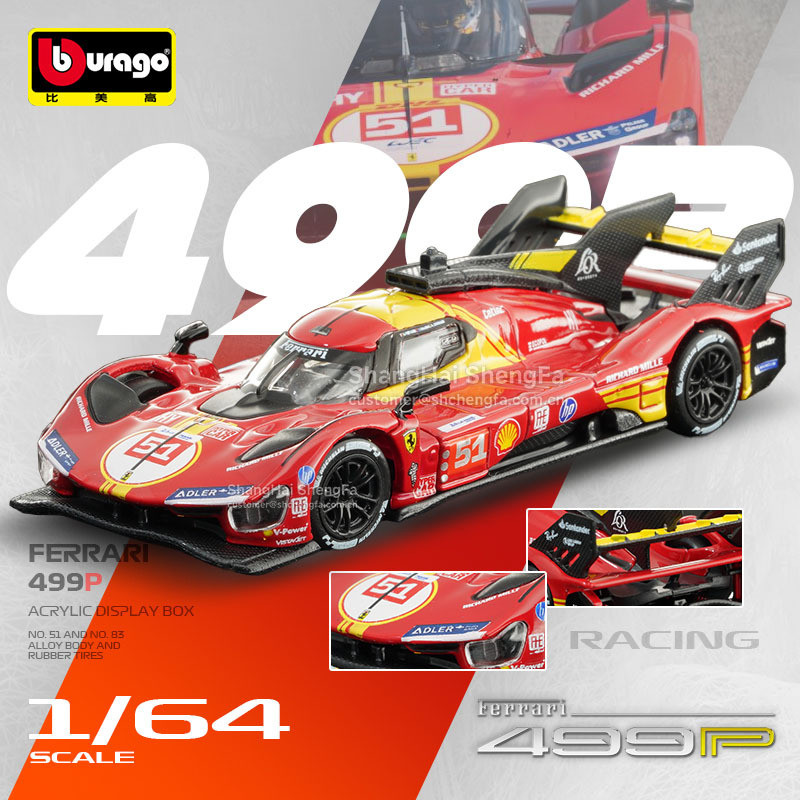 Bburago 1/64 Ferrari 499P Le Mans Champion Modelos de carros Liga