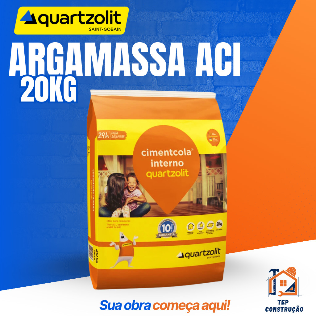 Argamassa ACI Quartzolit 20kg Ciment Cola Cinza Interna P/ Pisos e ...