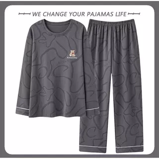 Pijama de lã ártico masculino algodão puro 2025 primavera outono estilo fino manga comprida Plus Size terno de casa juve em Oferta na Shopee