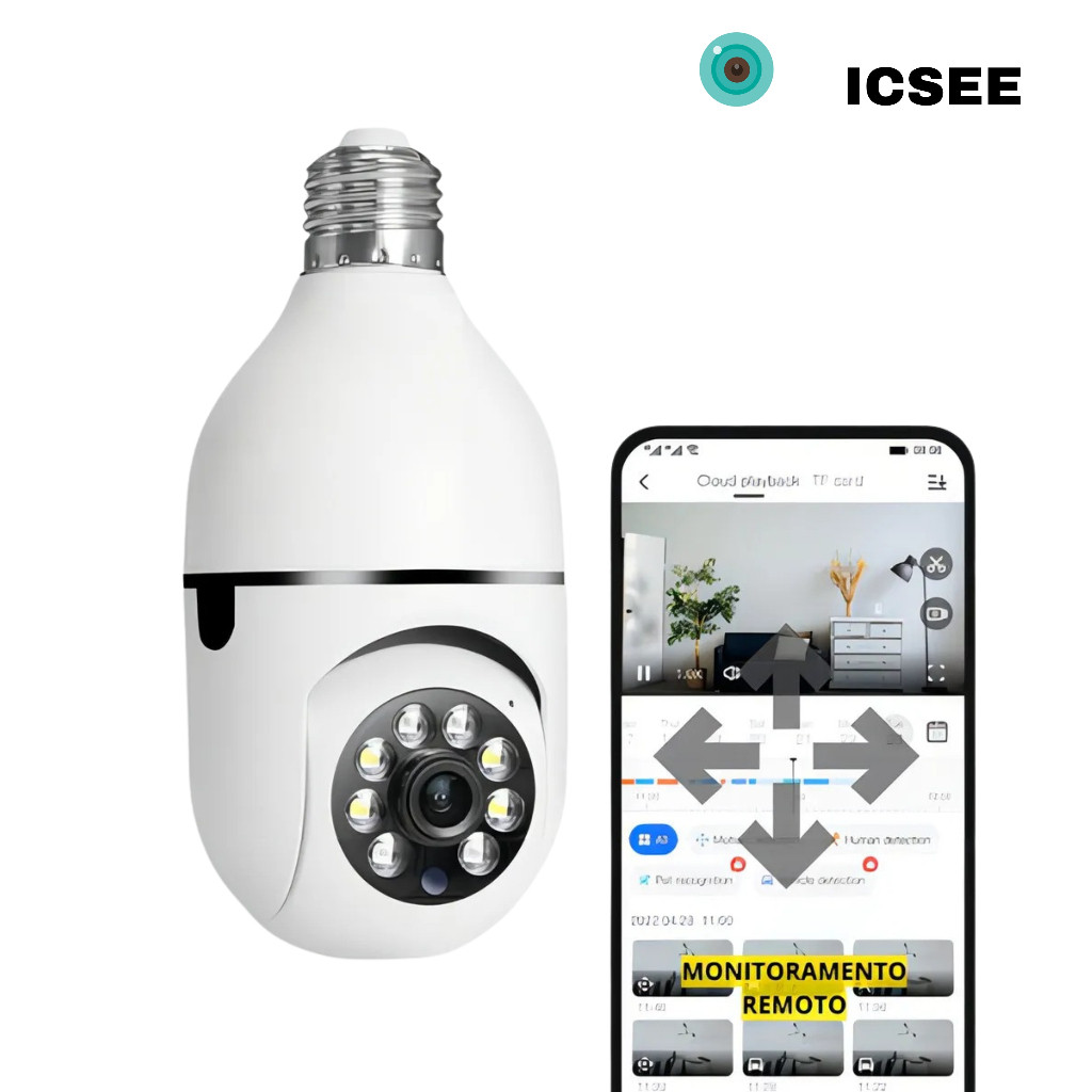 Camera Lampada 360 Wifi Giratoria Sem Fio APP ICSEE | Shopee Brasil