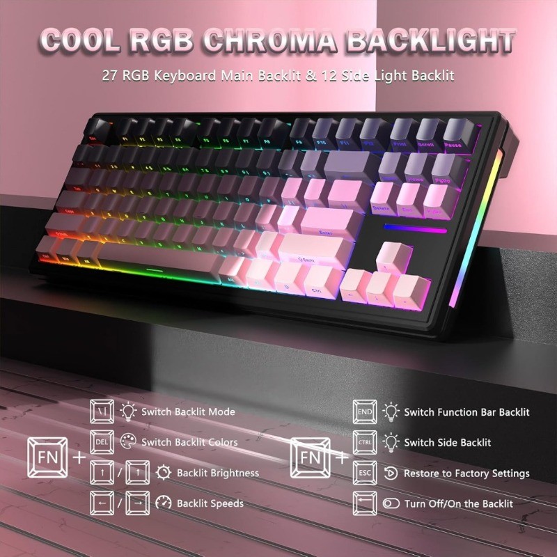 Attack Shark M87 Pro V2 Mecânico Tri-mode Teclado Para Jogos Sem