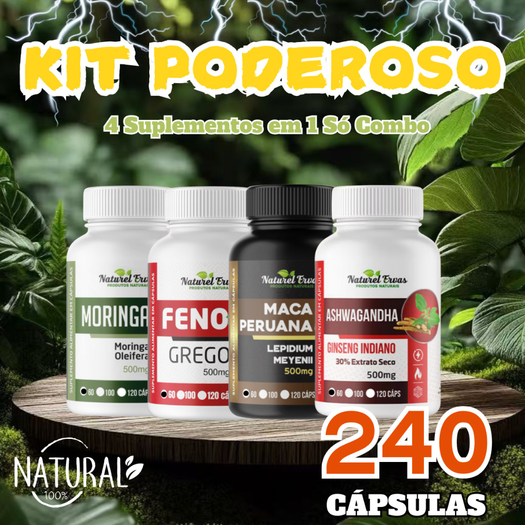 KIT Suplemento 4x1 100% natural 240 capsulas 500mg Natural Evas ...