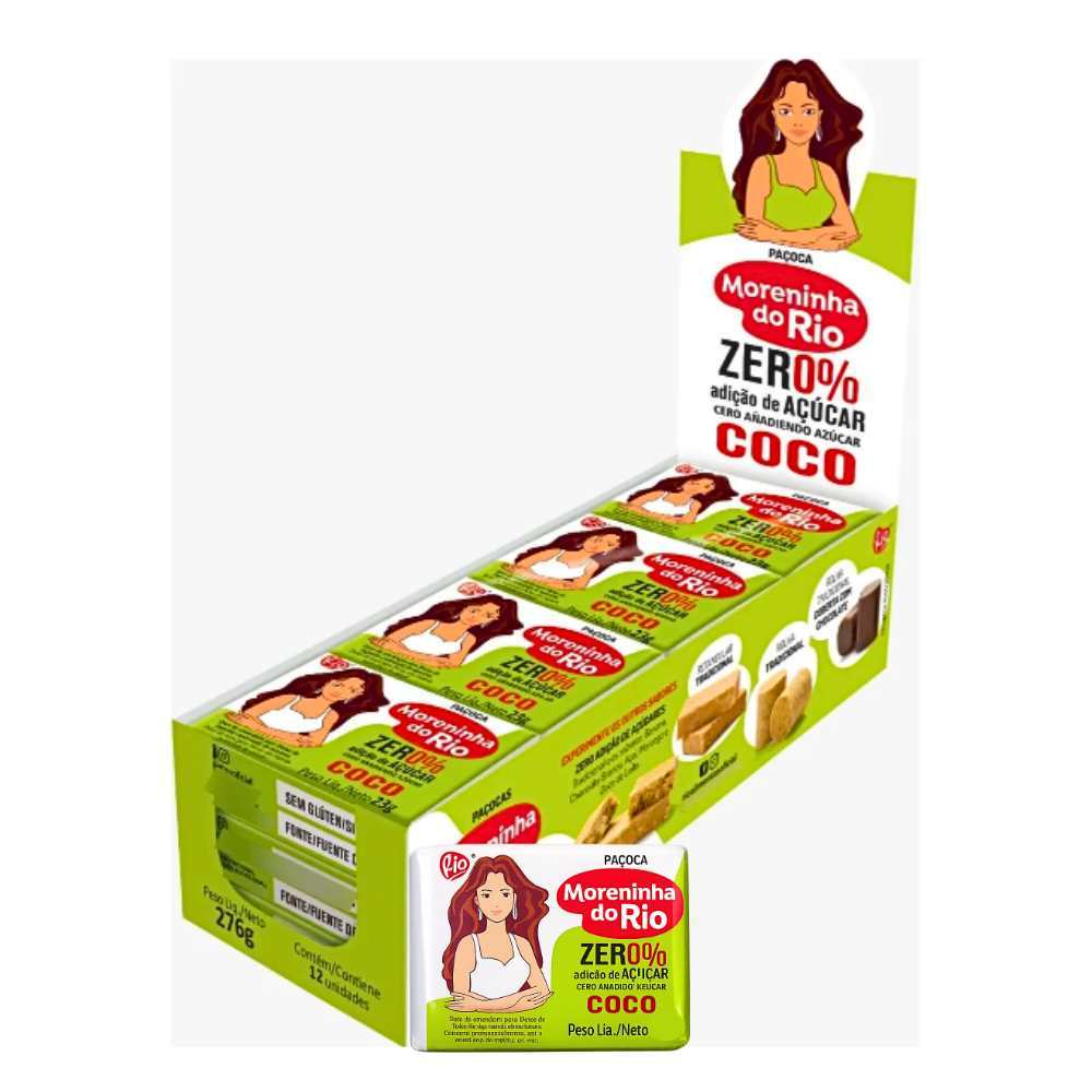 Paçoca Diet Zero Açúcar Coco Moreninha Do Rio - 1cx C/ 12un | Shopee Brasil