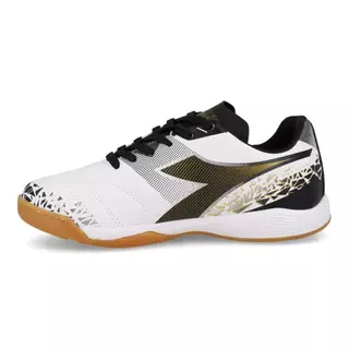 Chuteira Unissex Diadora Nazionale Elite Futsal Branco e Dourado
