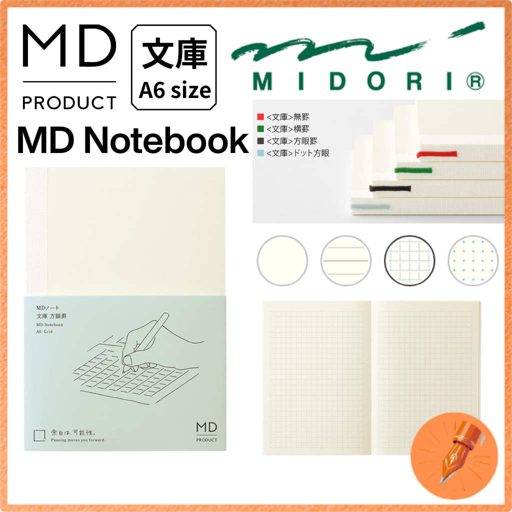 DESIGNPHIL MIDORI MD Notebook A6 Size Grid, Blank, Dotted, Ruled Paper ...