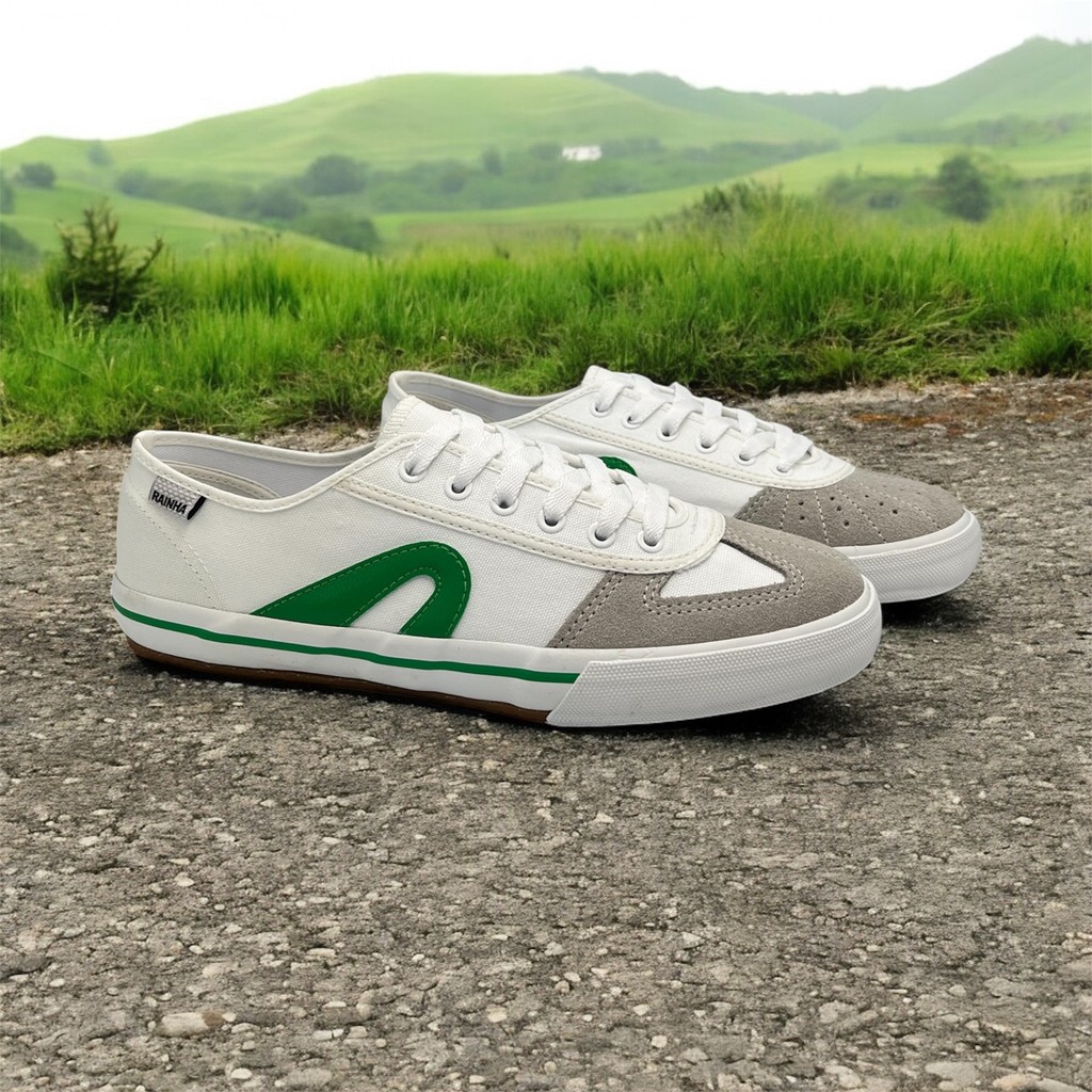 Tenis Rainha Unissex VL2500 Branco Verde Vintage Futsal Casual