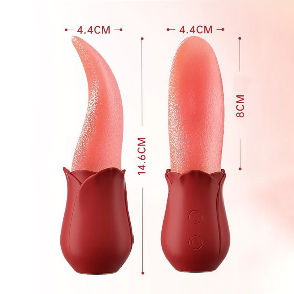 Vibrador rojo de lengua realista ofrece una estimulación versátil para clítoris, pezones y punto G con 10 potentes modos de vibración