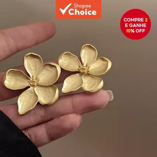 Brincos Grandes De Flor De Metal Para Mulheres Moda Festa Casamento Joias Presente em Oferta na Shopee