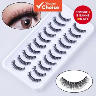 Dez pares de cílios postiços mini H13 em Oferta na Shopee