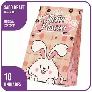 Saco Kraft Feliz Páscoa (01) M 22x12x34 - (10 Unidades) em Oferta na Shopee