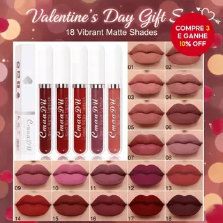 CMaaDu Batom Fosco De 18 Cores À Prova D'água De Longa Duração Copo Antiaderente Maquiagem Valentine Glam Festival Essen em Oferta na Shopee