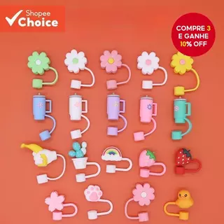 Tampa De Palha De Silicone De 10 Mm Capa Macia À Prova De Poeira De Qualidade Alimentar Para Canudos Reutilizáveis em Oferta na Shopee