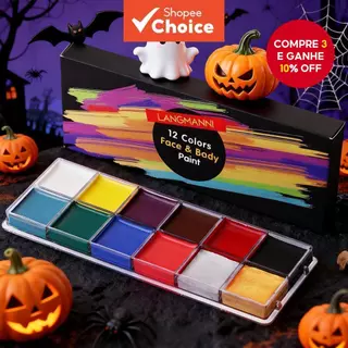 Paleta De Pintura Facial E Corporal LANGMANNI De 12 Cores-Altamente Saturada , Ideal Para Uso DIY em Oferta na Shopee