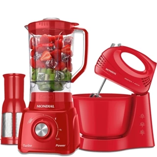 Kit Liquidificador 550W Turbo Power L-99-FR + Batedeira 400W Prática - B-44-R Mondial em Oferta na Shopee