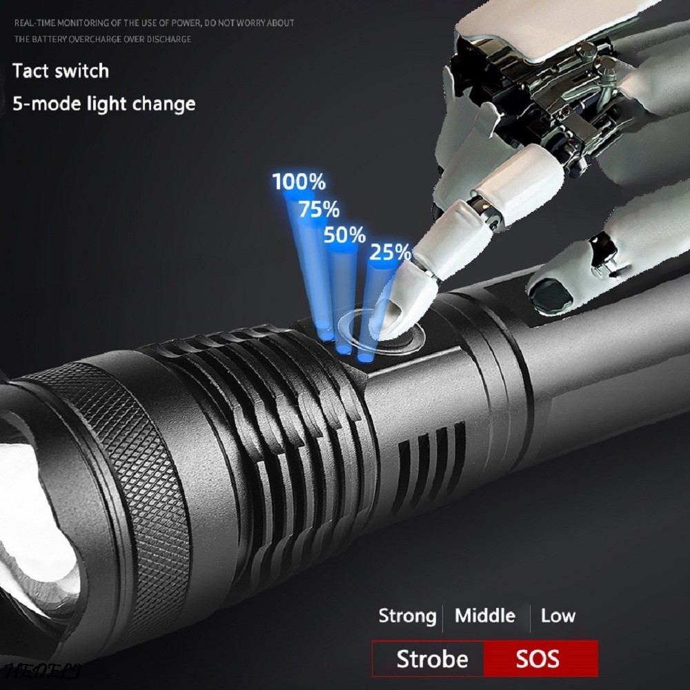 Lanterna Mais Potente XHP90 Usb Zoom Led Luz Tocha Camping