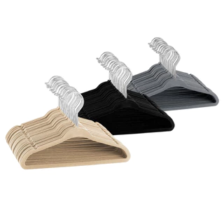 Kit 30 Cabides Veludo Adulto Slim Antiderrapante Preto, Bege ou Cinza em Oferta na Shopee