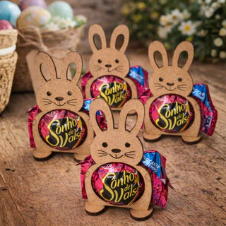 Kit com 30 Porta bombom de coelho para Páscoa em MDF em Oferta na Shopee