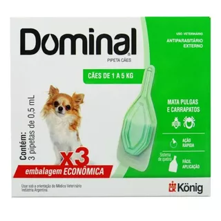 Dominal Pipeta Para Cães de 1 a 5 Kg 3x Pipetas de 0,5 ML em Oferta na Shopee